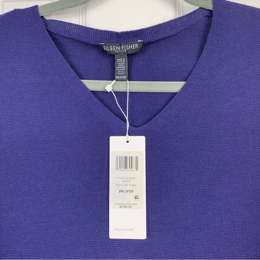 Eileen Fisher Deep V-neck Tunic Top Organic Cotton - Picture 3 of 4